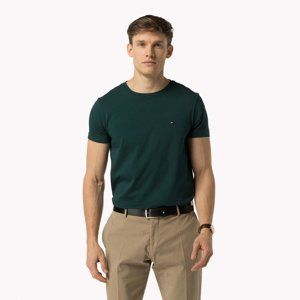 Tommy Hilfiger pánské tmavě zelené tričko Stretch - XL (373)